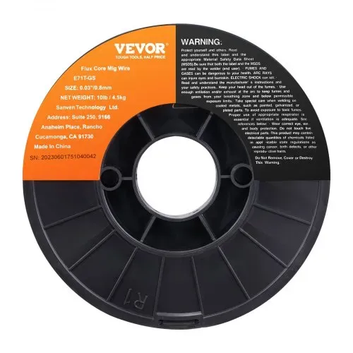 VEVOR 1 Rolle Fülldraht E71T-GS 0,8 mm 4,5 kg MIG/MAG-Schweißdraht 200 mm Spulendurchmesser Schweißdrahtrolle 560 Mpa Zugfestigkeit Fülldrahtschweißen ohne Schutzgas – Bild 9