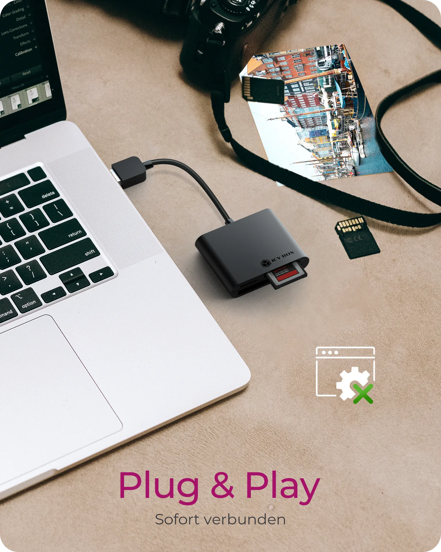 ICY BOX IB-CR301-U3 Externer Multi Card Reader (CF, SD, microSD) mit USB 3.2 Gen 1 Hostanschluss – Bild 5