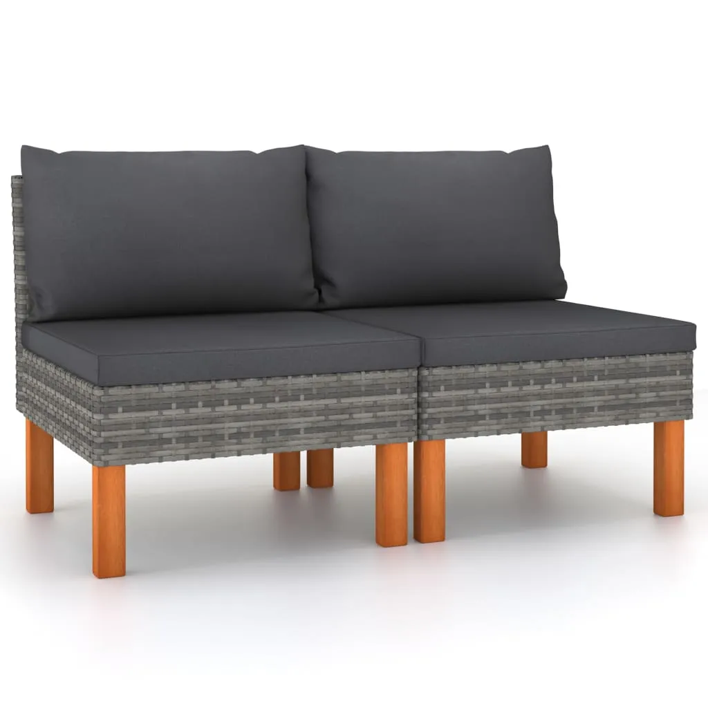 vidaXL Mittelsofas 2 Stk. Poly Rattan und Eukalyptus Massivholz vidaXL Mittelsofas 2 Stk. Poly Rattan und Eukalyptus Massivholz