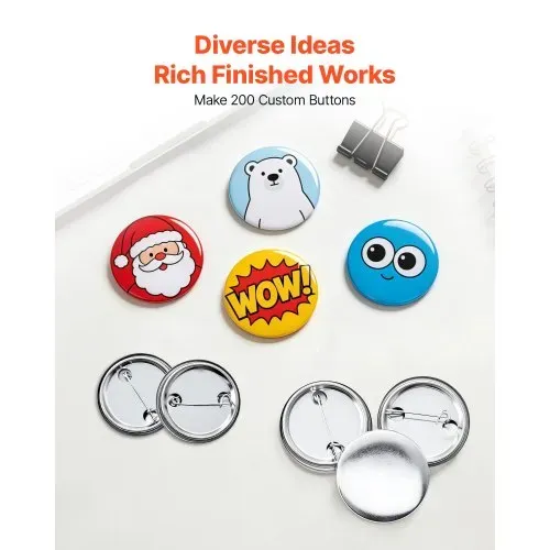 VEVOR Buttonrohlinge 200-tlg. 32mm für Buttonmaschine mit Sicherheitsnadel, Transparente Mylar-Folie & Runde Blanko-Papiere für DIY-Projekte zu Hause Schulveranstaltungen & Individuelle Studios – Bild 3