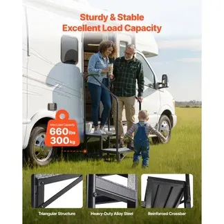 VEVOR Wohnmobiltreppe mit 2 Handläufen (2 Stufen), Standtreppe mit 300 kg Tragkraft, Außentreppe mit Rutschfester Matte für Senioren/Haustiere, Trittstufe für Camper, Mobilheim, Veranda, Pool und Spa VEVOR Wohnmobiltreppe mit 2 Handläufen (2 Stufen), Standtreppe mit 300 kg Tragkraft, Außentreppe mit Rutschfester Matte für Senioren/Haustiere, Trittstufe für Camper, Mobilheim, Veranda, Pool und Spa