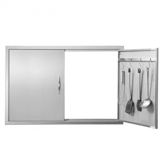 VEVOR Grill-Zugangstür, 990 x 660 mm, Doppelte Außenküchentür, Flächenbündig Montierte Edelstahltür, Vertikale Wandtür mit Griffen und Haken, für Grillinsel, Grillstation, Außenschrank VEVOR Grill-Zugangstür, 990 x 660 mm, Doppelte Außenküchentür, Flächenbündig Montierte Edelstahltür, Vertikale Wandtür mit Griffen und Haken, für Grillinsel, Grillstation, Außenschrank