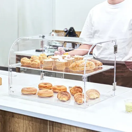 VEVOR 3-stöckige Gebäck-Vitrine, Kommerzielle Bäckerei-Vitrine 558 x 356 x 356 mm, Acryl-Vitrine mit mit stabilen Doppelscharnieren, Bäckerei Konditorei Vitrine für Donut-Bagels, Kuchen, Kekse usw. – Bild 7