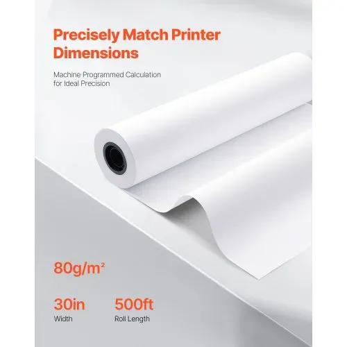 VEVOR Breitformatpapier Papierrollen 762 mm (B) / 152,4 m (L), 2 Rollen 20 lb Plotterpapierrollen ideal für CAD-Zeichnungen technische Pläne GIS-Karten Architekturentwürfe Plotterpapier – Bild 2