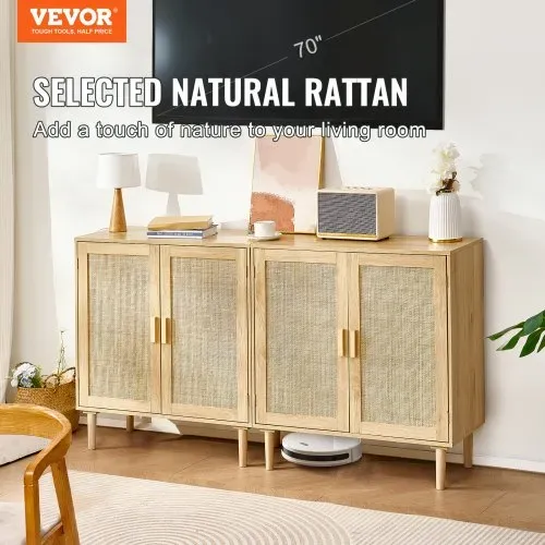 VEVOR Rattanschrank Rattankommode 2 Stk. Aufbewahrungsschrank mit 4 magnetischen Türen, Sideboard Buffetschrank mit verstellbaren Regalen, Ideal für Flur Eingangsbereich Wohnzimmer oder Küche VEVOR Rattanschrank Rattankommode 2 Stk. Aufbewahrungsschrank mit 4 magnetischen Türen, Sideboard Buffetschrank mit verstellbaren Regalen, Ideal für Flur Eingangsbereich Wohnzimmer oder Küche