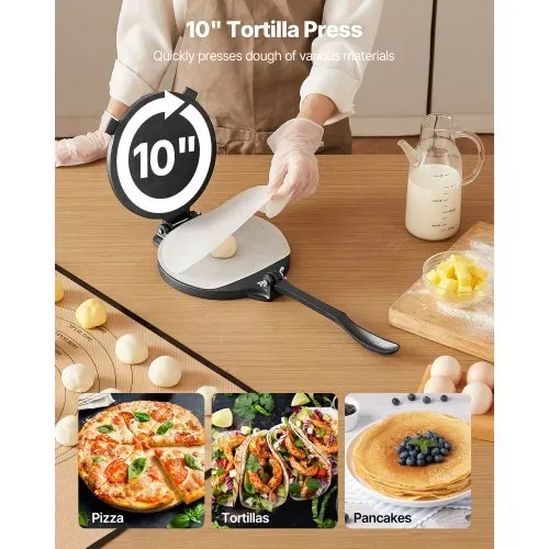 VEVOR Tortillapresse Taco Presse (25 cm) aus Graueisen, robuste Pataconera-Maker mit Griff & 100 Stk. Pergamentpapier, Teig-Presse für Tortilla, Kolumbianische Pataconera professionelle Roti Maker VEVOR Tortillapresse Taco Presse (25 cm) aus Graueisen, robuste Pataconera-Maker mit Griff & 100 Stk. Pergamentpapier, Teig-Presse für Tortilla, Kolumbianische Pataconera professionelle Roti Maker