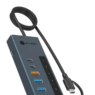 ICY BOX IB-HUB1743-CPD, 9-in-1 HUB, 7x HUB Port (3C+ 4A) mit 1x USB-C für Laden (PD 20W mit display) & 1x PD 100W (upstream to Host) USB 3.2 Gen2, 10 Gbit/s ICY BOX IB-HUB1743-CPD, 9-in-1 HUB, 7x HUB Port (3C+ 4A) mit 1x USB-C für Laden (PD 20W mit display) & 1x PD 100W (upstream to Host) USB 3.2 Gen2, 10 Gbit/s