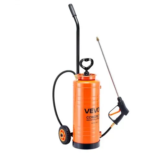 VEVOR Drucksprüher, Sprühgerät, Industrieller Betonsprüher mit Rolle, 13,2 L Edelstahlsprüher, Hochleistungs-Pumpsprüher, inkl. Schläuche, 2 Messingdüsen, ideal für Bau, Rasen und Garten – Bild 9