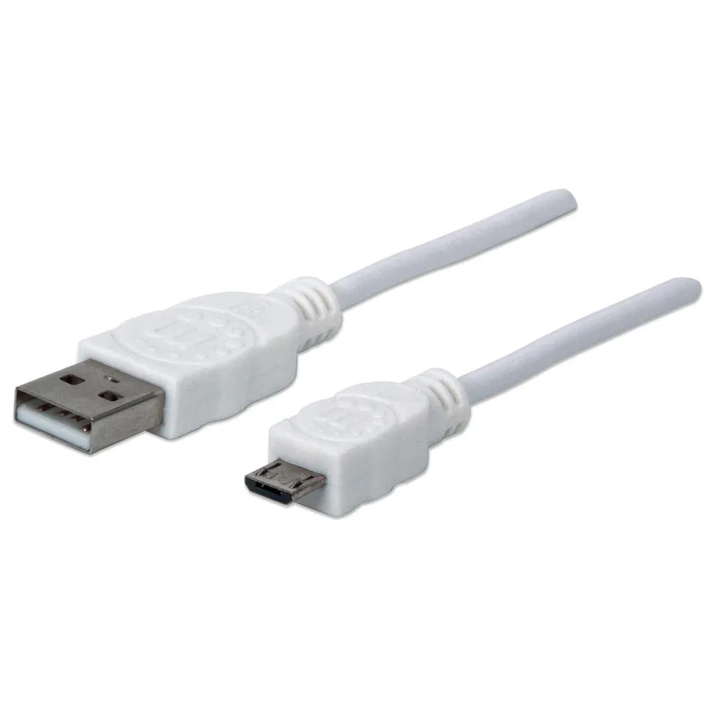 Manhattan Hi-Speed USB Micro-B Anschlusskabel, USB 2.0, Typ A Stecker – Micro-B Stecker, 480 Mbps, 1 m, weiß Manhattan Hi-Speed USB Micro-B Anschlusskabel, USB 2.0, Typ A Stecker – Micro-B Stecker, 480 Mbps, 1 m, weiß