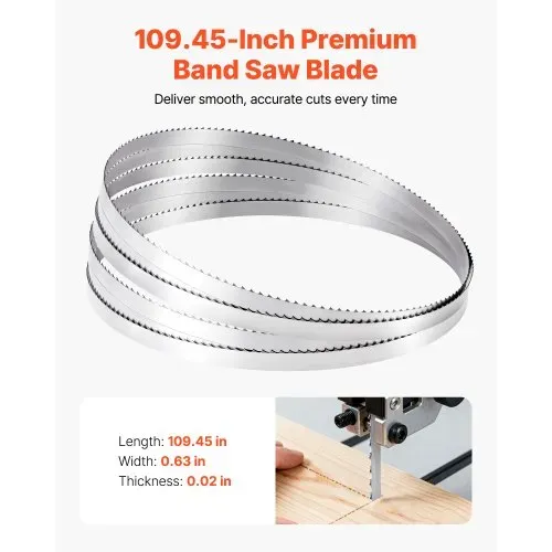 VEVOR Bandsägeblatt, 2780x16x0,5 mm, 4 ZpZ, mit 18 HRC gehärteten, scharfen Zähnen, SK5 hochfester Kohlenstoffstahl, 16 mm Breite, Ersatz für gängige Holzbearbeitungs-Bandsägen, 1 Set – Bild 2