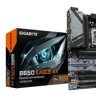 GIGABYTE B650 EAGLE AX Mainboard – AMD Ryzen 9000er-Serie, 12+2+2 Phasen VRM, bis zu 7600 MHz DDR5 (OC), 1xPCIe 5.0 + 2xPCIe 4.0 M.2, GbE LAN, WIFI 6E, USB 3.2 Gen 2 GIGABYTE B650 EAGLE AX Mainboard – AMD Ryzen 9000er-Serie, 12+2+2 Phasen VRM, bis zu 7600 MHz DDR5 (OC), 1xPCIe 5.0 + 2xPCIe 4.0 M.2, GbE LAN, WIFI 6E, USB 3.2 Gen 2