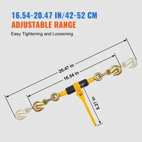VEVOR Ratschenkettenbinder, 1/4"-5/16", 2600 lbs sichere Arbeitslast, 4er-Pack Lastbinder mit 2 Greifhaken, Zurrgurte für Transportketten, Hochleistungs-Abschleppketten-Ratschenbinder für Pritschenwagenanhänger – Bild 4