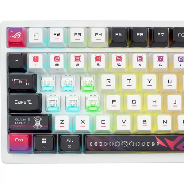 ASUS ROG Azoth X Tastatur Gaming USB + RF Wireless + Bluetooth Schweiz Schwarz, Weiß – Bild 5
