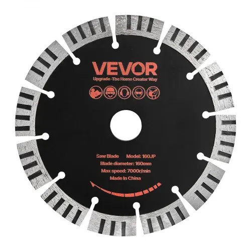 VEVOR 5 Stk. Diamanttrennscheiben 160mm, Diamant-Sägeblätter mit 22,2mm Bohrung & 15mm Segmenthöhe, Max. 7000 U/min Diamantscheiben für Trocken/Nass Schneiden, Trennscheibe für Beton Mauerwerk Stein – Bild 10