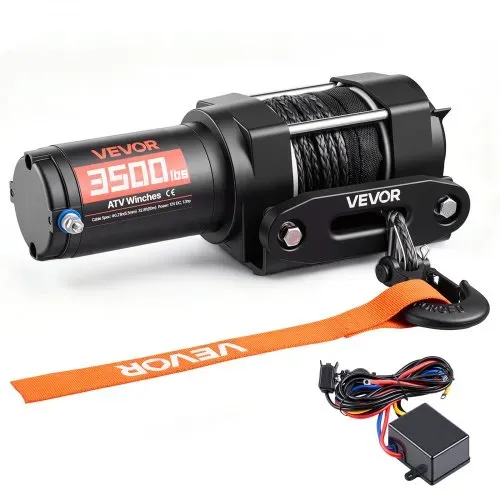 VEVOR Elektrische Seilwinde 1587 kg, 12 V DC Motorwinde mit 5,3 mm x 10 m Synthetikseil & Kabelgebundener Fernbedienung, IP55, Aluminiumgehäuse, Elektrowinde zum Abschleppen von ATVs, Schwarz VEVOR Elektrische Seilwinde 1587 kg, 12 V DC Motorwinde mit 5,3 mm x 10 m Synthetikseil & Kabelgebundener Fernbedienung, IP55, Aluminiumgehäuse, Elektrowinde zum Abschleppen von ATVs, Schwarz