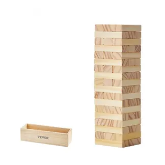 VEVOR Wackelturm mit 54 Blöcken, Tumbling Tower aus Kiefernholz, Holzturm Höhe bis 27 cm, Holzstapelspiel für 1 oder mehr Spieler, Tumbling Tower-Familienspiele für drinnen/draußen Party VEVOR Wackelturm mit 54 Blöcken, Tumbling Tower aus Kiefernholz, Holzturm Höhe bis 27 cm, Holzstapelspiel für 1 oder mehr Spieler, Tumbling Tower-Familienspiele für drinnen/draußen Party