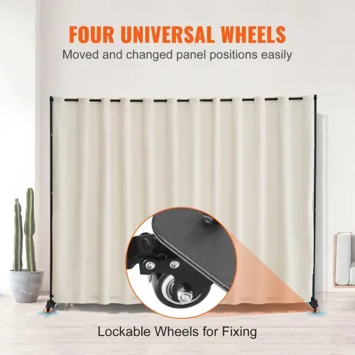 VEVOR Raumteiler Trennwand Paravent Stellwand Einzelpanel, Tragbarer Sichtschutz für Büro Schlafzimmer Esszimmer Arbeitszimmer Balkon, Raumtrenner Rollbar (308,5 x 45 x 245,5 cm), Beige – Bild 3