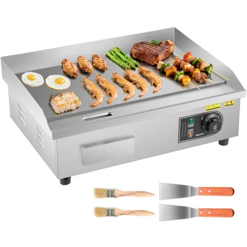 VEVOR Elektrogrill gewerbliche Grillplatte (535 x 300 mm) 3200 W mit 50-300 °C einstellbarer Temperaturregelung, Bratplatte Griddleplatte mit 2 Spachteln & 2 Bürsten & 4 Fußpolstern für Steak VEVOR Elektrogrill gewerbliche Grillplatte (535 x 300 mm) 3200 W mit 50-300 °C einstellbarer Temperaturregelung, Bratplatte Griddleplatte mit 2 Spachteln & 2 Bürsten & 4 Fußpolstern für Steak