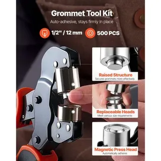 VEVOR Ösenzange Set mit 500 tlg. Ø12mm-Ösen Magnetische Ösenpresse, Ösenstanze aus Stahl mit Magnetkopf Rutschfester Griff Geeignet für Leder Planen Schuhe Bastelarbeiten & Stoff VEVOR Ösenzange Set mit 500 tlg. Ø12mm-Ösen Magnetische Ösenpresse, Ösenstanze aus Stahl mit Magnetkopf Rutschfester Griff Geeignet für Leder Planen Schuhe Bastelarbeiten & Stoff