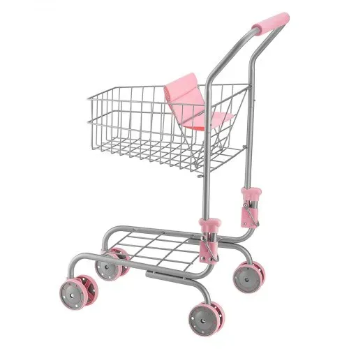 VEVOR Einkaufswagen für Kinder, Einkaufswagen Supermarkt Spielzeug mit Klappsitz für Puppen Stahlrahmen & Rollen, Faltbares Kaufladenzubehör mit Puppen-Spielset, Kaufmannsladen Spiele für Kinder ab 3 – Bild 8