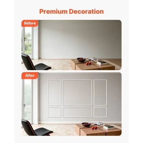 VEVOR Wandform-Set, 3er-Pack, 78,99/80,01/60,96/90,93cm Stuckleisten aus Lackierbarem Polystyrol, Wandleiste, Zierleiste für Wände, Friesleisten für Wohnzimmer, Schlafzimmer, Zuhause, Weiß – Bild 2