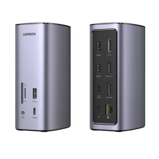 Ugreen USB-C Docking Station 12-in-1 Kabelgebunden Silber Ugreen USB-C Docking Station 12-in-1 Kabelgebunden Silber
