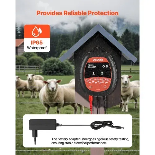 VEVOR Weidezaungerät, 10 kV 1J, AC/DC Elektrozaungerät mit LED-Anzeige, Reichweite 3 km, Leistungsstarkes Plug-in-Ladegerät, zum Schutz von Eindringen vor Wildtieren für Nutztiere & Geflügel – Bild 3