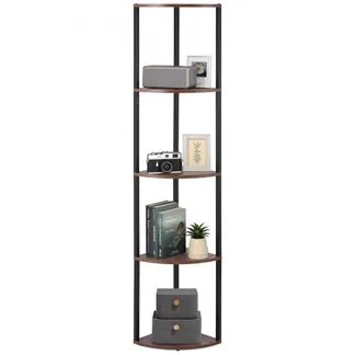 VEVOR Eckregal mit 5 Ebenen, hoher Eckständer mit LED-Licht, Displayregal Lagerregal mit Metallrahmen und Holzregalen, Standregal Ausstellungsbücherregal für Schlafzimmer Wohnzimmer Büro Braun VEVOR Eckregal mit 5 Ebenen, hoher Eckständer mit LED-Licht, Displayregal Lagerregal mit Metallrahmen und Holzregalen, Standregal Ausstellungsbücherregal für Schlafzimmer Wohnzimmer Büro Braun