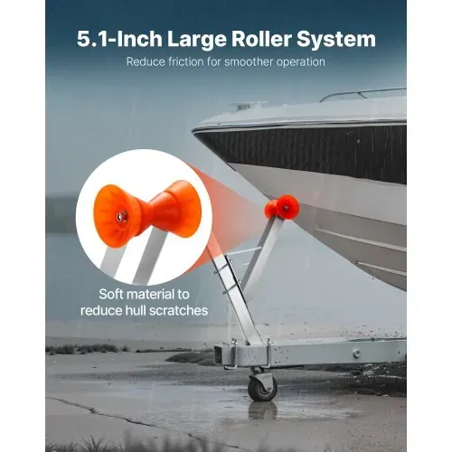 VEVOR Bootsanhänger-Sitz mit Rolle, 50,8–76,2 mm Windenpfosten, Windstand mit orangefarbener TPU-Rolle & U-Bolzen, geeignet für Jetski, Segelboot, Fischerboot, Schnellboot (verzinkt), Silber – Bild 3