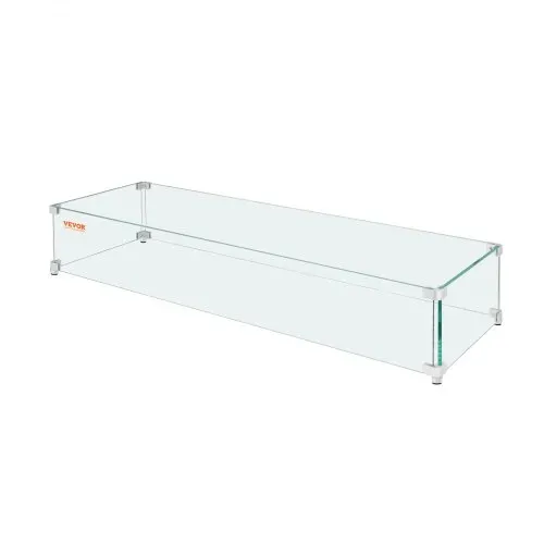 VEVOR Windschutz für Feuerstelle, 96,5 x 26,7 x 15,2 cm Glas-Windschutz, rechteckiger Glasschutz, 0,8 cm dicker Feuertisch, Flammenschutz aus klarem gehärtetem Glas, Baumgrubenschutz mit stabilen Füßen für Propan, Gas, Außenbereich – Bild 10