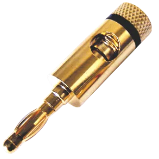 Laborstecker, 4mm-Ø, vergoldet, mit schwarzem Kennzeichnungsring Laborstecker, 4mm-Ø, vergoldet, mit schwarzem Kennzeichnungsring