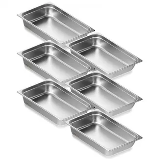 VEVOR 6er-Pack Hotelpfannen, Dampfpfanne in voller Größe mit Anti-Stau-Funktion, 0,8 mm dicke Edelstahl-Dampftischpfanne für Restaurants, 4 Zoll tiefe kommerzielle Tischpfanne, Catering-Aufbewahrungspfanne für Lebensmittel, für Industrie und Wissenschaft VEVOR 6er-Pack Hotelpfannen, Dampfpfanne in voller Größe mit Anti-Stau-Funktion, 0,8 mm dicke Edelstahl-Dampftischpfanne für Restaurants, 4 Zoll tiefe kommerzielle Tischpfanne, Catering-Aufbewahrungspfanne für Lebensmittel, für Industrie und Wissenschaft