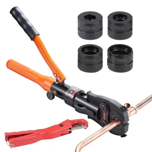 VEVOR Hydraulisches Rohr-Crimpwerkzeug für Kupferrohrverbindungen, Presszange mit TH16, TH20, TH26, TH32 Schnellwechselbacken, 360° drehbares Pressset für T-Verbindungsstücke auf engstem Raum, hydraulisch angetrieben – Bild 8