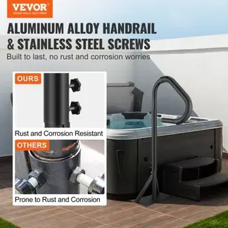 VEVOR Whirlpool Handlauf 272kg Tragfähigkeit Spa-Geländer aus Aluminiumlegierung Pool Handlauf Höhenverstellbar von 122,92 bis 160cm Haltegriff Einstiegshilfe 360° drehbar für Schwimmbäder Whirlpools VEVOR Whirlpool Handlauf 272kg Tragfähigkeit Spa-Geländer aus Aluminiumlegierung Pool Handlauf Höhenverstellbar von 122,92 bis 160cm Haltegriff Einstiegshilfe 360° drehbar für Schwimmbäder Whirlpools