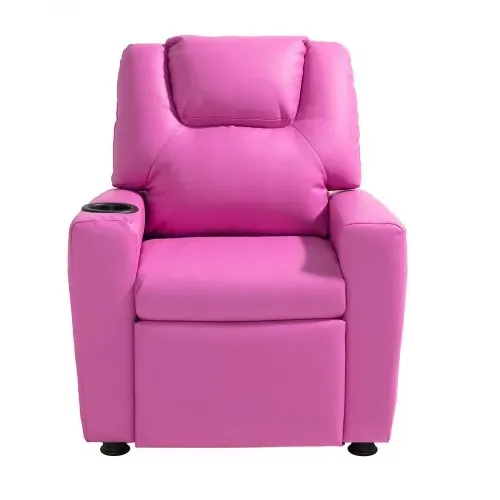 VEVOR Liegestuhl Kindersessel mit Getränkehaltern, 101° bis 121° verstellbare Rückenlehne, Liegecouch aus PU-Leder mit Fußstütze, für Jungen Mädchen Kinder (Rosa) 41 kg belastbarer Relaxsessel – Bild 9