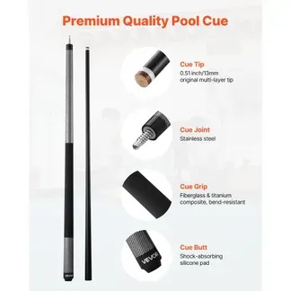VEVOR Billardqueue 1 Stk. (1473,2 mm / 595 g) aus Fiberglas mit mehrschichtiger Spitze, Billardstock geeignet für Bar Zuhause Büro Amerikanisches 9-Ball-Spiel, pool cue VEVOR Billardqueue 1 Stk. (1473,2 mm / 595 g) aus Fiberglas mit mehrschichtiger Spitze, Billardstock geeignet für Bar Zuhause Büro Amerikanisches 9-Ball-Spiel, pool cue