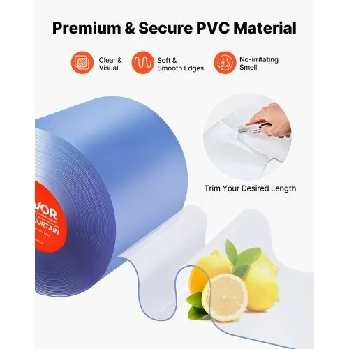 VEVOR PVC-Streifenvorhang, 30,8 x 0,3 m, Lamellenvorhang, Meterware, -20 °C bis 60 °C Vorhangstreifen für Türen von Supermärkten, Garagen, Lagerhallen, Scheunen & Tierställen, transparent – Bild 4