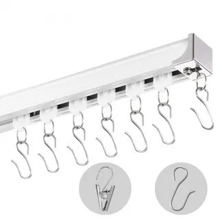 VEVOR Schiebe-Deckenvorhangschienensystem Set 5,4 m Raumteiler-Gardinenschiene Halterung zur Decken-/Wandmontage für Wohnzimmer Schlafzimmer mit Haken & Hardware & 6 Schienen, weiß 5410 x 68 x 46 mm VEVOR Schiebe-Deckenvorhangschienensystem Set 5,4 m Raumteiler-Gardinenschiene Halterung zur Decken-/Wandmontage für Wohnzimmer Schlafzimmer mit Haken & Hardware & 6 Schienen, weiß 5410 x 68 x 46 mm