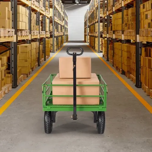 VEVOR Bollerwagen 110x75x67 cm, Transportwagen, Gartenwagen, Gerätewagen, 2-in-1-Handwagen, mit All-Terrain-Reifen, abnehmbaren Seitenteilen aus Netzmaterial & um 180° drehbarem Griff Grün/Schwarz – Bild 7