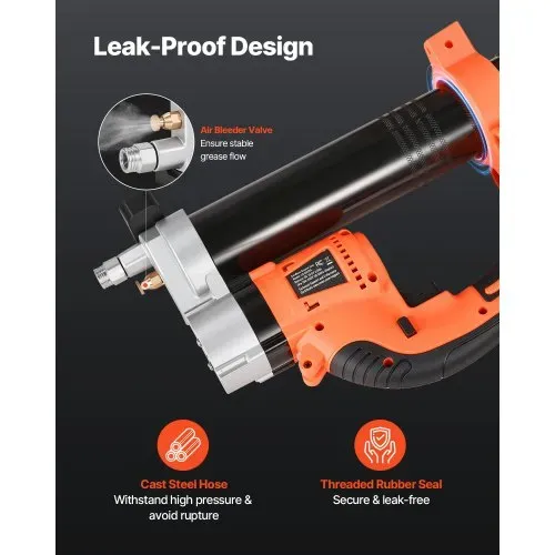 VEVOR Akku-Fettpresse, 55 MPa, Einhandfettpresse mit 2,0 Ah Akku & LED-Licht, 76,2 cm Schlauch & Tragetasche, Auslöser, Kompatibel mit 18V Makita-Akkus, Schmieren von Fahrzeugen oder Maschinen – Bild 3