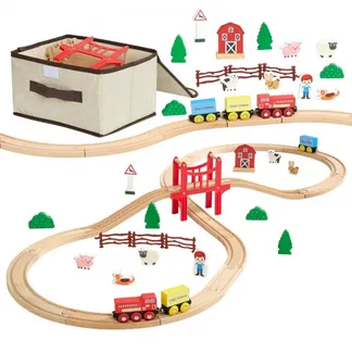 VEVOR Holzeisenbahn Set, 39-tlg., Zugspielzeug mit magnetischen Zügen & Zubehör, kompatibel mit gängigen Marken, Miniaturstadt-Design, Weihnachts- & Geburtstagsgeschenk für Kinder ab 3 Jahren VEVOR Holzeisenbahn Set, 39-tlg., Zugspielzeug mit magnetischen Zügen & Zubehör, kompatibel mit gängigen Marken, Miniaturstadt-Design, Weihnachts- & Geburtstagsgeschenk für Kinder ab 3 Jahren