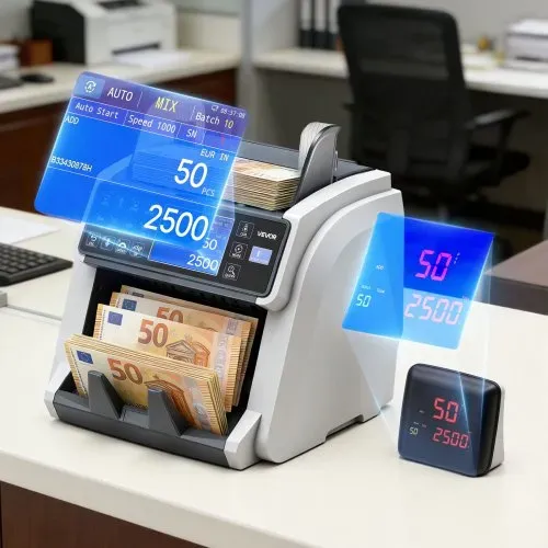 VEVOR Geldzählmaschine Banknotenzähler mit UV/MG/IR/DD/DBL/HLF/CHN Falschgelderkennung LED-Display, Wertzähler Unterstützt Mehrere Währungen & Gemischte Banknoten, Geldzähler Max. 1500 Banknoten/Min. – Bild 7