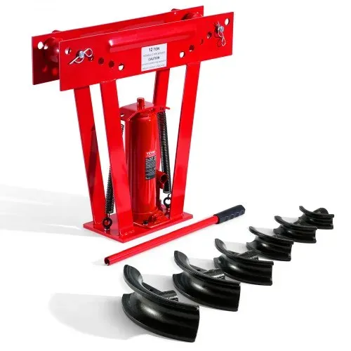 VEVOR Rohrbiegemaschine hydraulisch, 12 Tonnen Rohrbieger mit 6 Matrizen (1/2, 3/4, 1, 1-1/4, 1-1/2, 2 Zoll), 90 - 180° Rohrbiegegerät mit verstellbaren Rollen zum Biegen verschiedener Metallarten – Bild 8