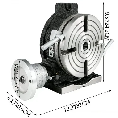 VEVOR Teilapparat Rundtisch 200mm Rundteiltisch Horizontal-Vertikal Teilkopf Teilapparat schwenkbar zum Fräsen und Bohren – Bild 7