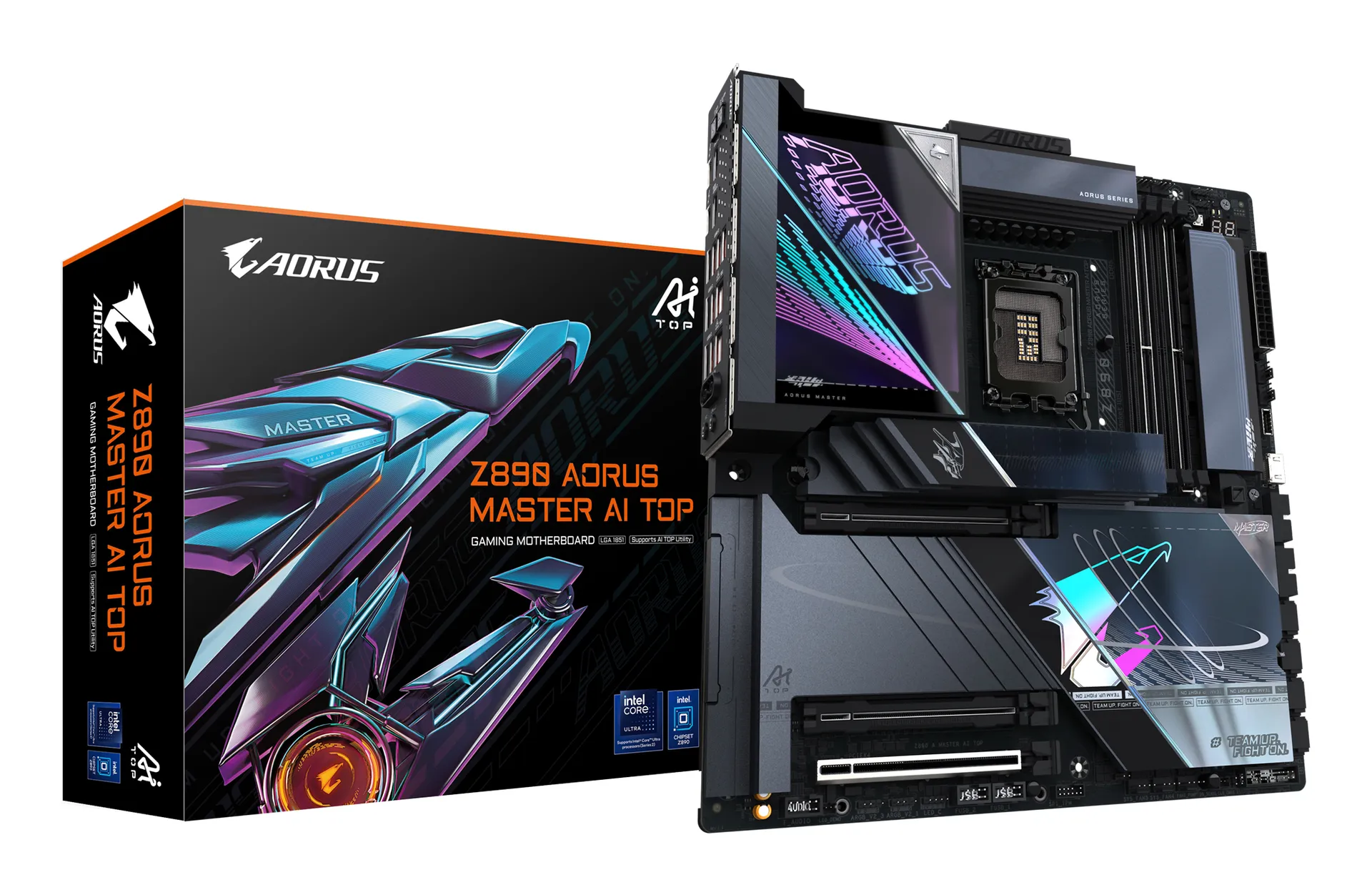 GIGABYTE Z890 AORUS MASTER AI TOP Motherboard – Unterstützt Intel Core Ultra (Serie 2) CPUs, 20+1+2 Phasen VRM, bis zu 9500MHz DDR5 (OC), PCIe 5.0 M.2, Wi-Fi 7, Thunderbolt 4 GIGABYTE Z890 AORUS MASTER AI TOP Motherboard – Unterstützt Intel Core Ultra (Serie 2) CPUs, 20+1+2 Phasen VRM, bis zu 9500MHz DDR5 (OC), PCIe 5.0 M.2, Wi-Fi 7, Thunderbolt 4