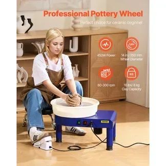 VEVOR Töpferscheibe 450 W, 35 cm Drehteller, Tonmaschine Drehzahlregelung 60–300 U/min per Fußpedal, Abnehmbares Becken, Verstellbarer Hubfuß, Keramik Clay Maschine für DIY-Projekte, Blau VEVOR Töpferscheibe 450 W, 35 cm Drehteller, Tonmaschine Drehzahlregelung 60–300 U/min per Fußpedal, Abnehmbares Becken, Verstellbarer Hubfuß, Keramik Clay Maschine für DIY-Projekte, Blau