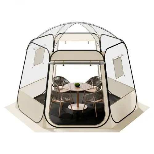 VEVOR Pop-up-Bubble-Zelt, 305 x 275 x 220 cm, transparentes Campingzelt, Garten-Kuppel-Iglu-Zelt mit Fenstern, Sportzelt, 540°-Panoramablick, für 4–8 Personen, Terrasse, Hinterhof – Bild 10