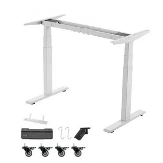 VEVOR Höhenverstellbarer Schreibtisch Gestell, Elektrisch Tischgestell bis 125kg, 3 Stufige Tischbeine mit 2 Motoren Speicherfunktion Höhenanzeige Kollisionschutz & USB, Tischständer für Büro, Weiß VEVOR Höhenverstellbarer Schreibtisch Gestell, Elektrisch Tischgestell bis 125kg, 3 Stufige Tischbeine mit 2 Motoren Speicherfunktion Höhenanzeige Kollisionschutz & USB, Tischständer für Büro, Weiß