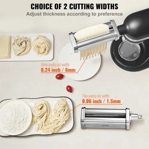 VEVOR 3 tlg. Manuelle Nudelmaschine Edelstahl, Edelstahl Frische Manuell Pasta Walze Maschine Italienische Flachteigmaschine Pastamaker inkl. Reinigungsbürste für Spaghetti, Lasagne usw. – Bild 3