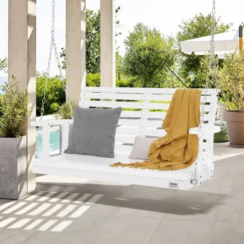 VEVOR Hollywoodschaukel Zedernholz, 1240x710x600mm, Terrassenschaukel für Hof und Garten, verbesserte Tragkraft von ca. 400 kg, robuste Schaukelstuhlbank mit Aufhängeketten für den Außenbereich, Weiß – Bild 7